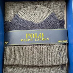 Polo Ralph Lauren Gray Hat and Scarf Set